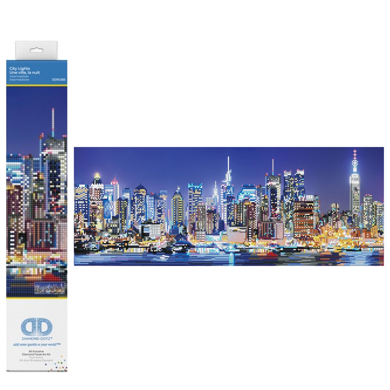 Diamond Dotz City Lights Landscape Diamond Painting Kits for Adults - Diamond Art Kits a Relaxing Creative Craft Kit with Dotz Gems 11.4x29.5